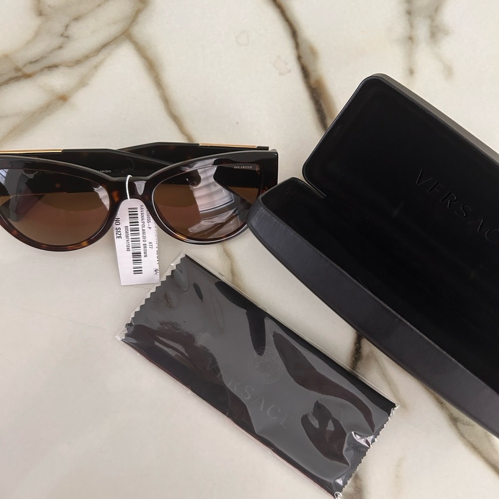 Polarized Versace Sunglasses Medusa Brown Tortoise Versace Sunnies - Picture 5 of 9